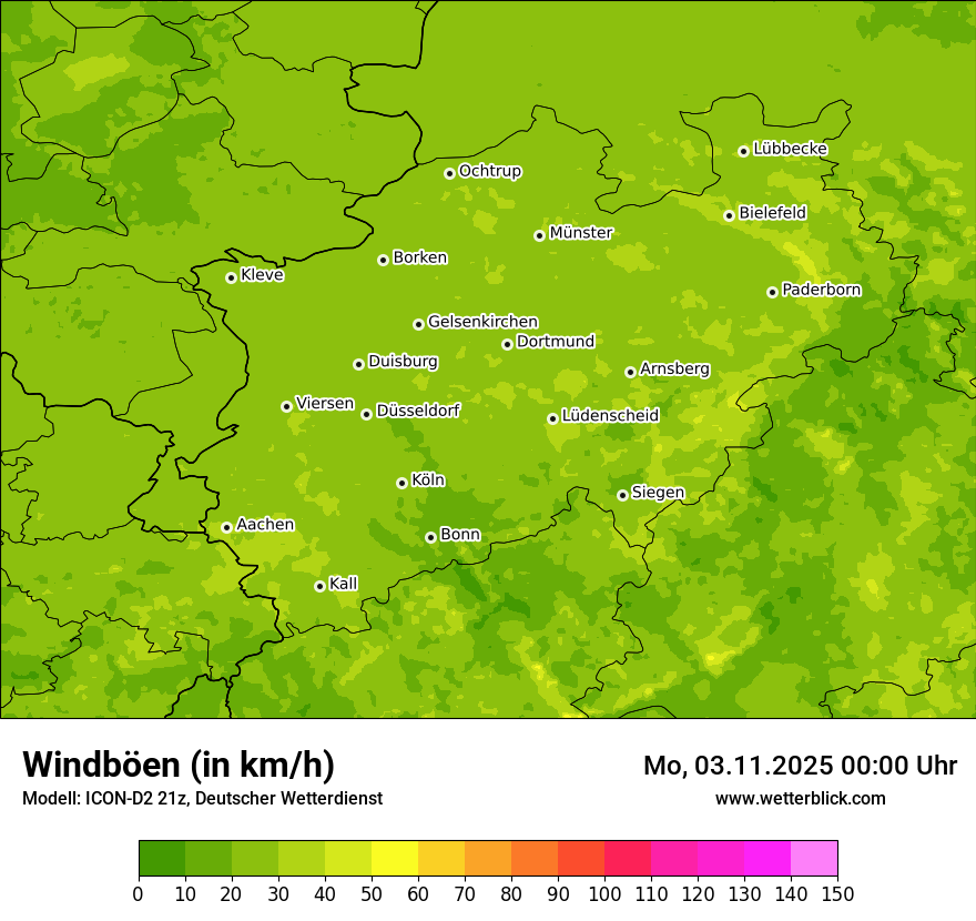 Modellkarten Windgeschwindigkeit