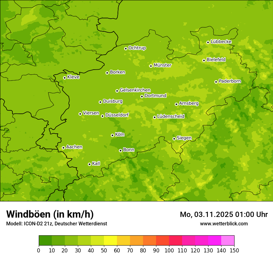 Modellkarten Windgeschwindigkeit