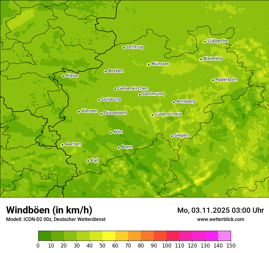 Modellkarten Windgeschwindigkeit