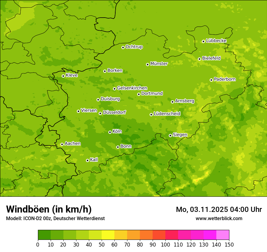 Modellkarten Windgeschwindigkeit