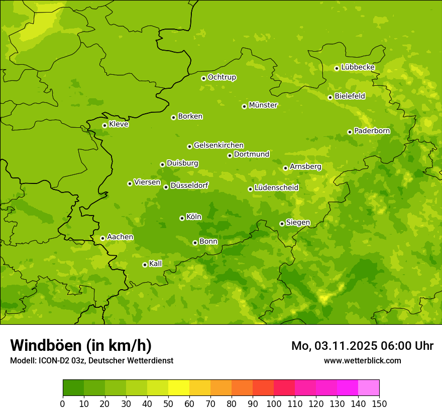 Modellkarten Windgeschwindigkeit