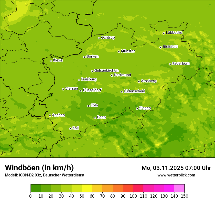 Modellkarten Windgeschwindigkeit
