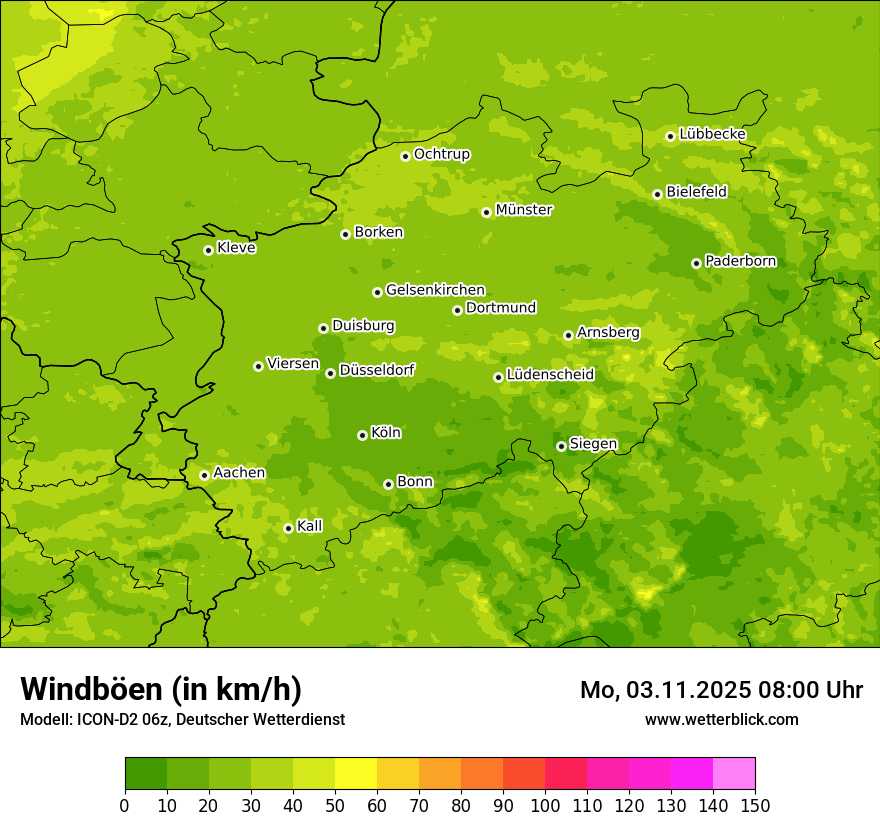 Modellkarten Windgeschwindigkeit