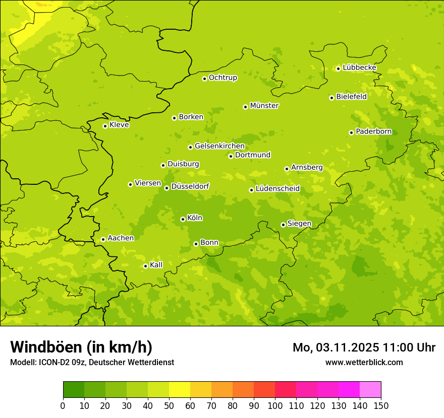 Modellkarten Windgeschwindigkeit