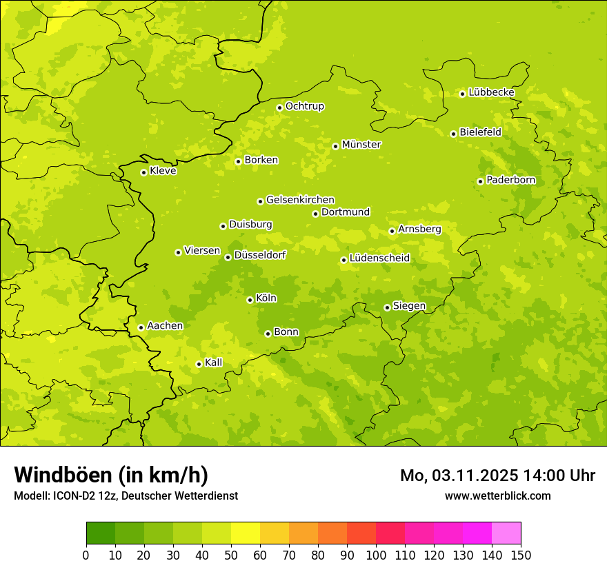Modellkarten Windgeschwindigkeit