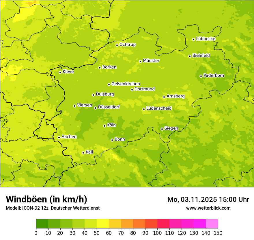 Modellkarten Windgeschwindigkeit