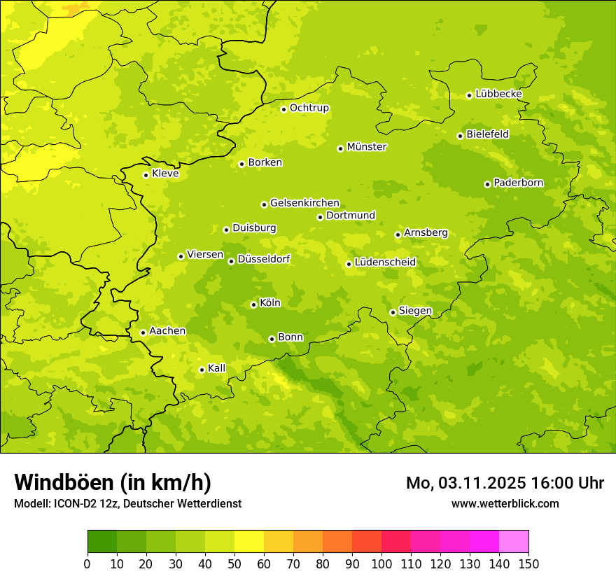 Modellkarten Windgeschwindigkeit