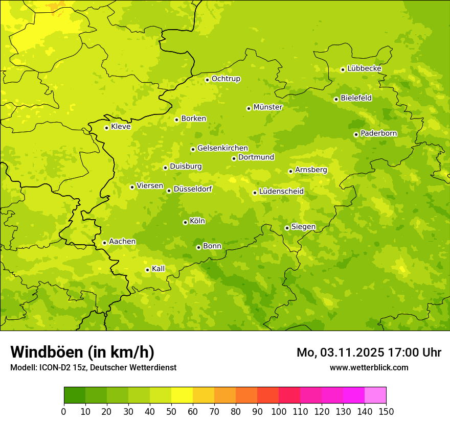 Modellkarten Windgeschwindigkeit