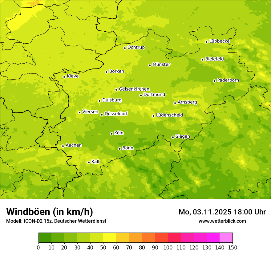 Modellkarten Windgeschwindigkeit