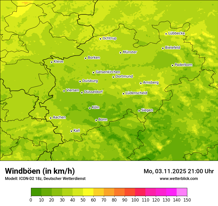 Modellkarten Windgeschwindigkeit