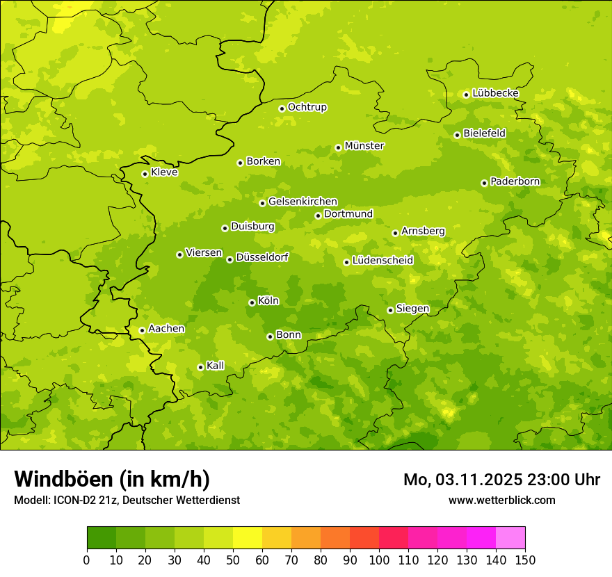 Modellkarten Windgeschwindigkeit