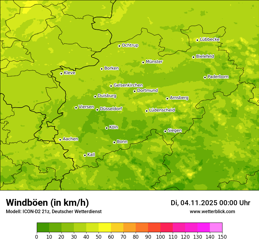 Modellkarten Windgeschwindigkeit