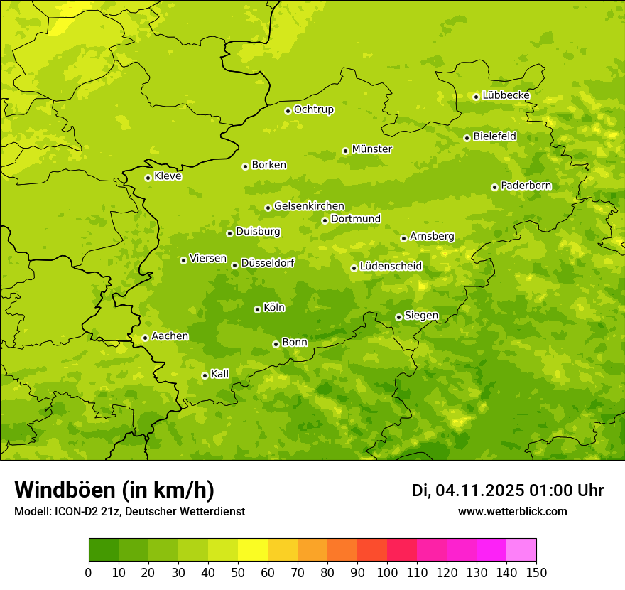 Modellkarten Windgeschwindigkeit