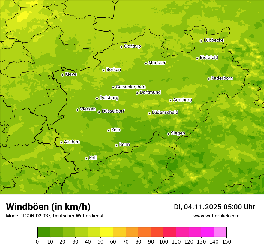 Modellkarten Windgeschwindigkeit