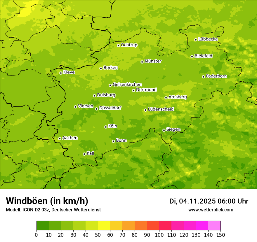Modellkarten Windgeschwindigkeit