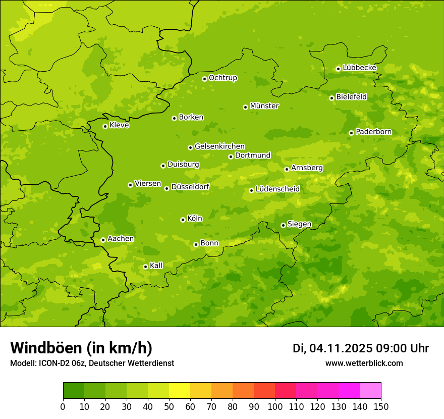 Modellkarten Windgeschwindigkeit