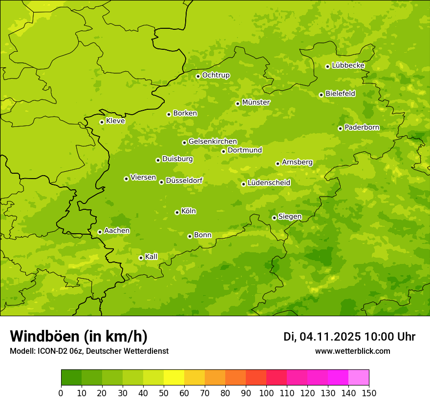 Modellkarten Windgeschwindigkeit