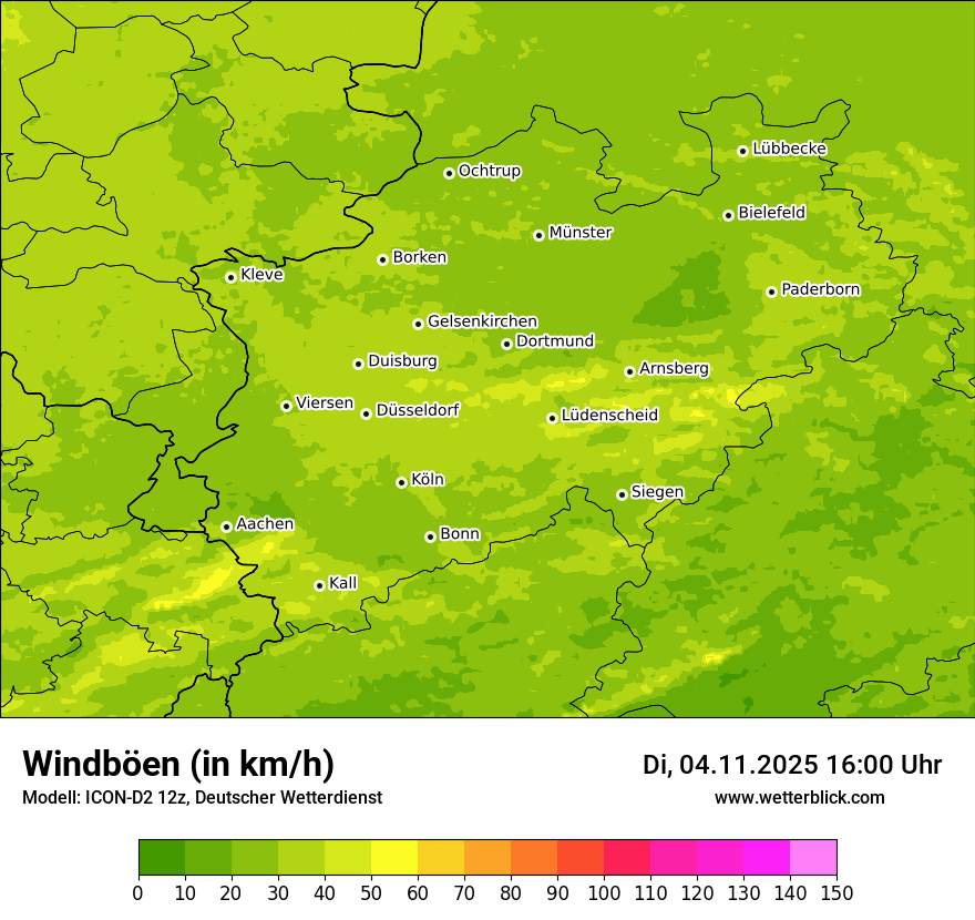 Modellkarten Windgeschwindigkeit