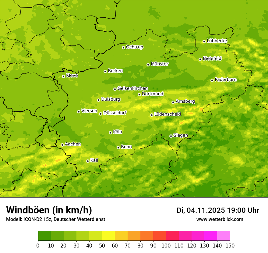 Modellkarten Windgeschwindigkeit
