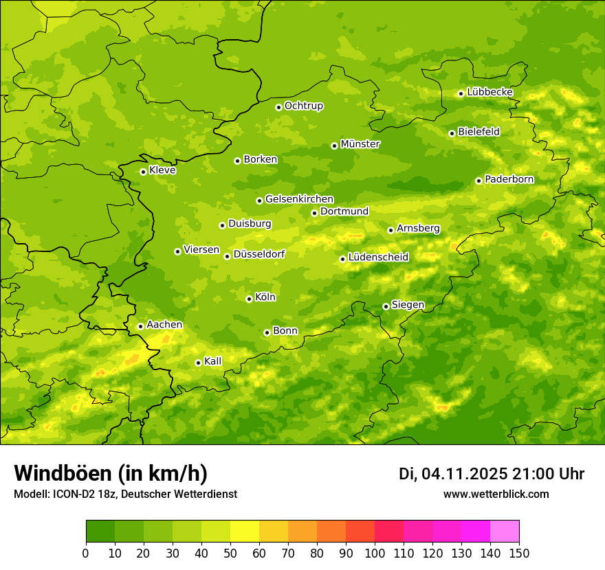 Modellkarten Windgeschwindigkeit