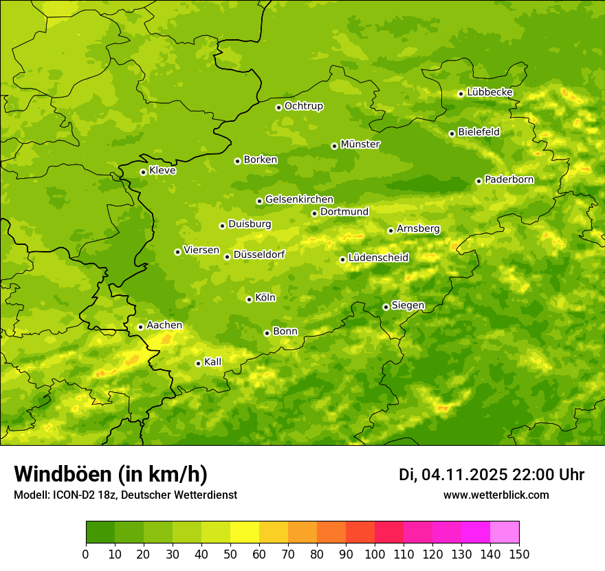 Modellkarten Windgeschwindigkeit