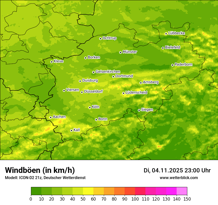 Modellkarten Windgeschwindigkeit