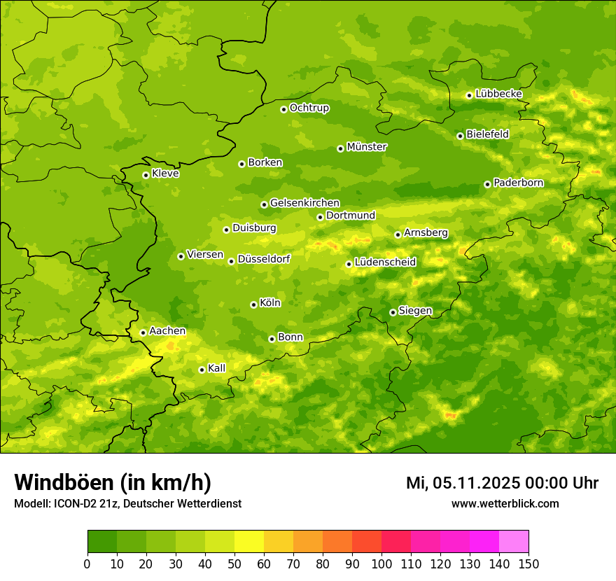 Modellkarten Windgeschwindigkeit