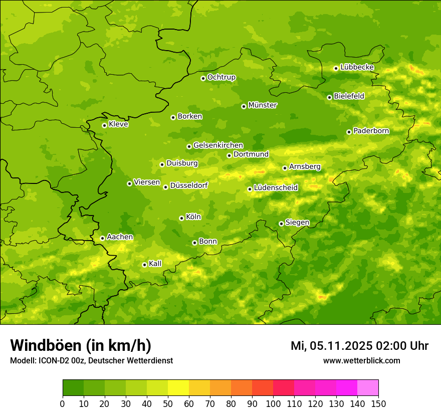 Modellkarten Windgeschwindigkeit