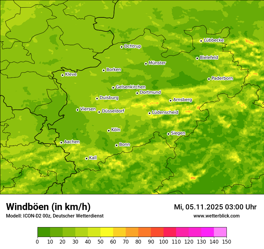 Modellkarten Windgeschwindigkeit