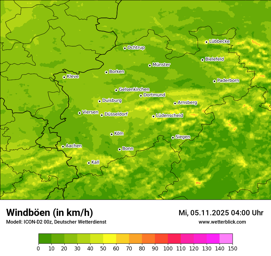 Modellkarten Windgeschwindigkeit