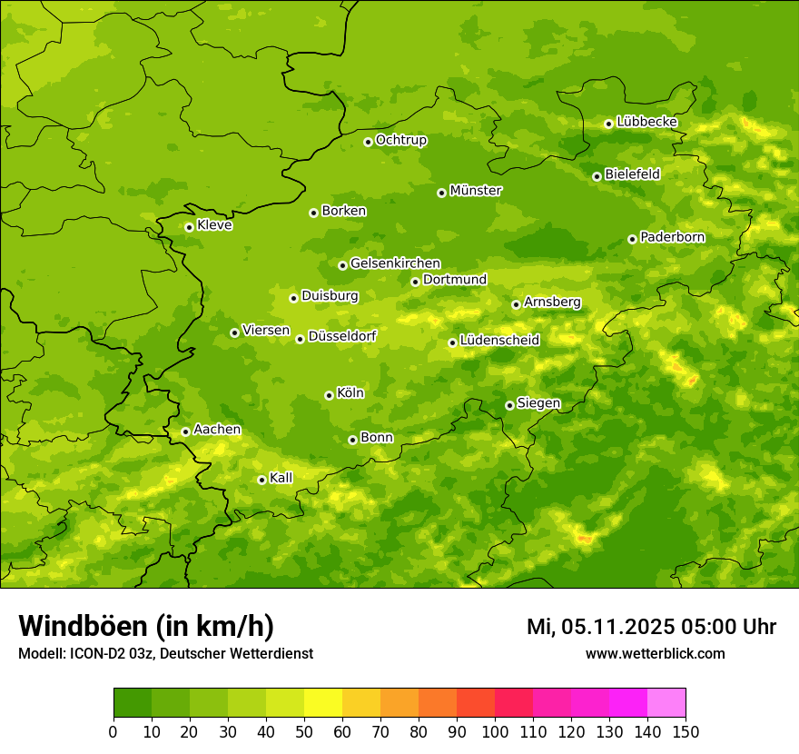 Modellkarten Windgeschwindigkeit
