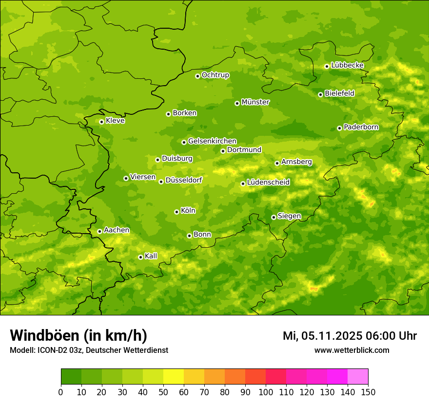 Modellkarten Windgeschwindigkeit
