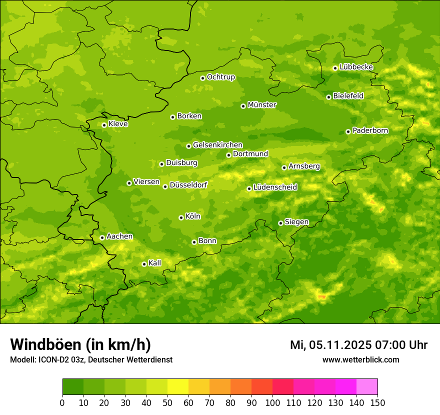 Modellkarten Windgeschwindigkeit