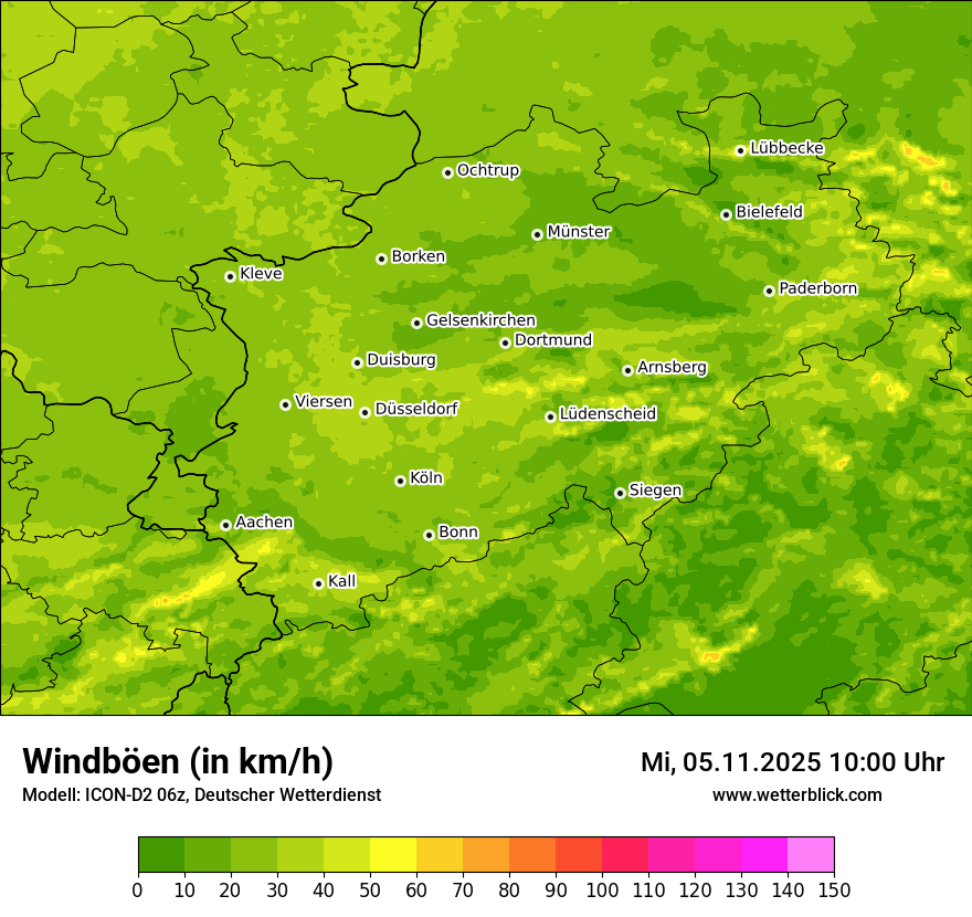 Modellkarten Windgeschwindigkeit