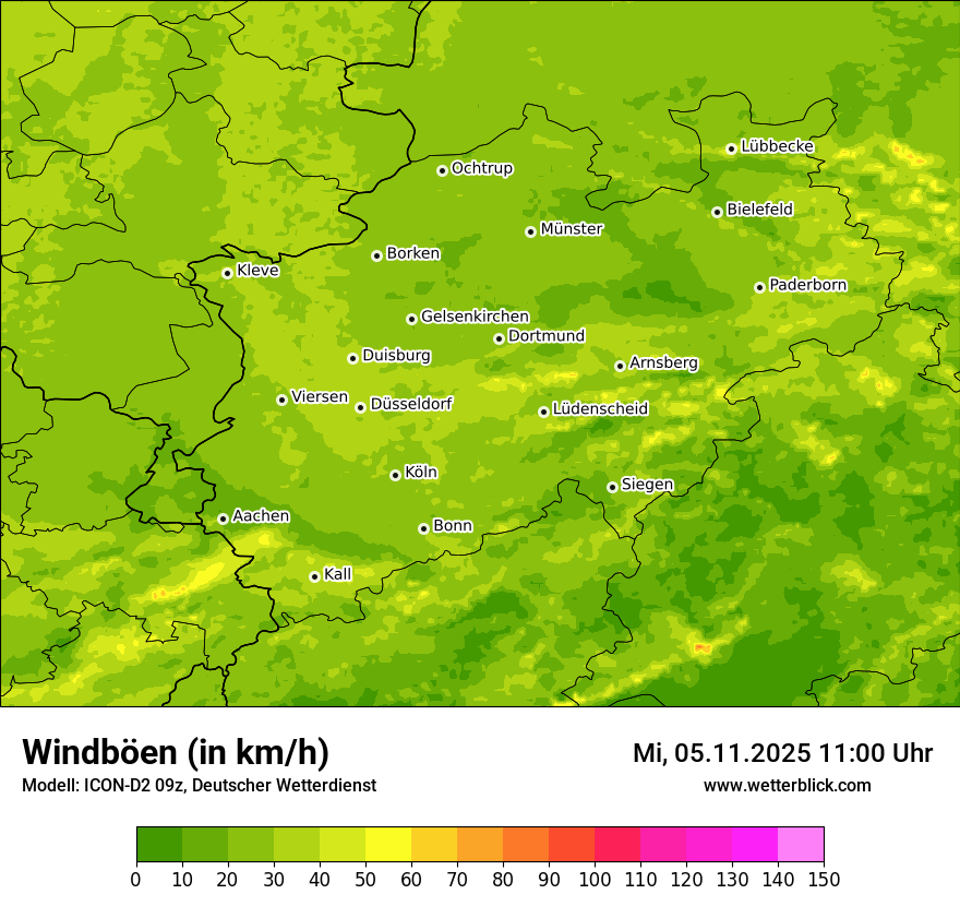 Modellkarten Windgeschwindigkeit