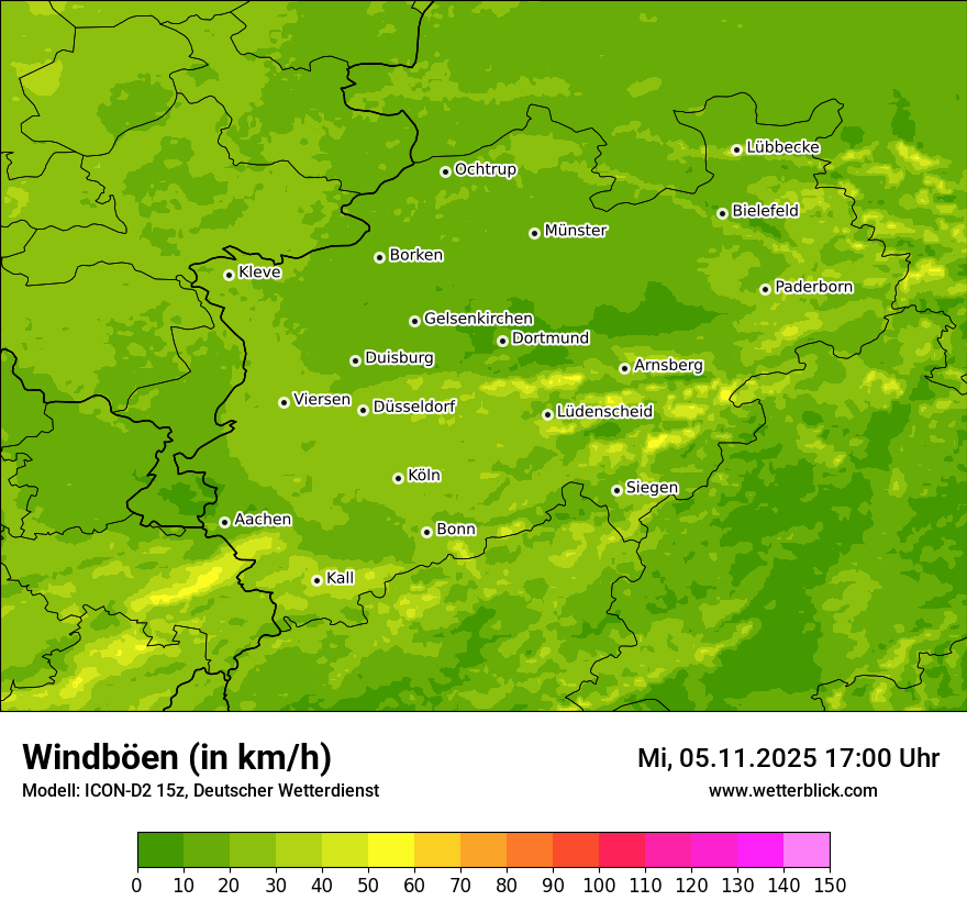 Modellkarten Windgeschwindigkeit