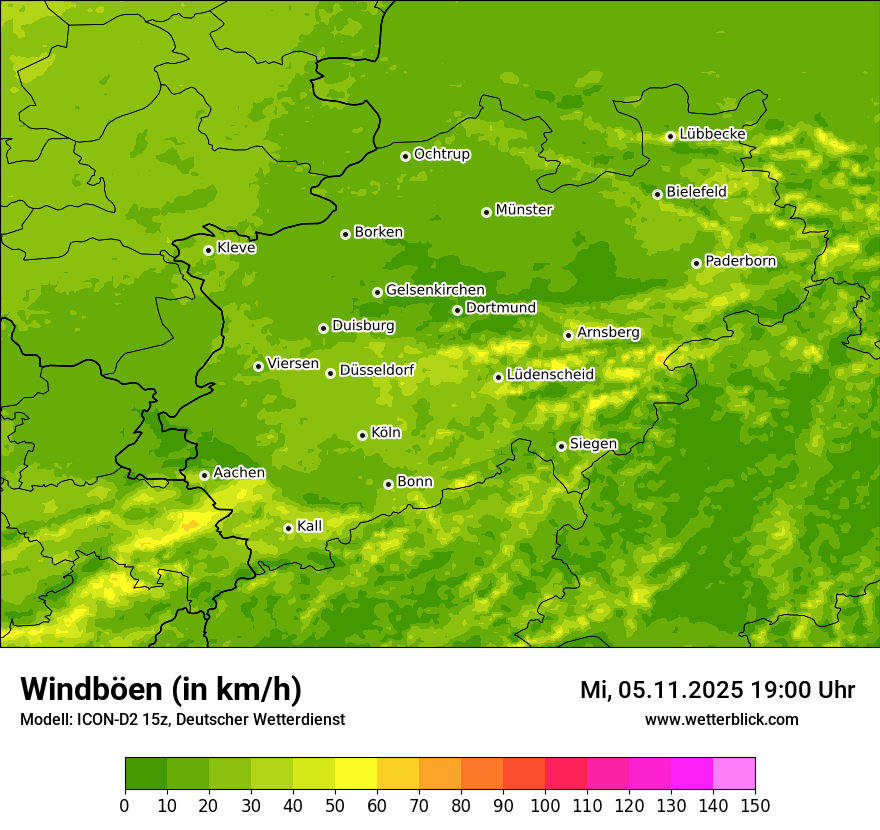 Modellkarten Windgeschwindigkeit