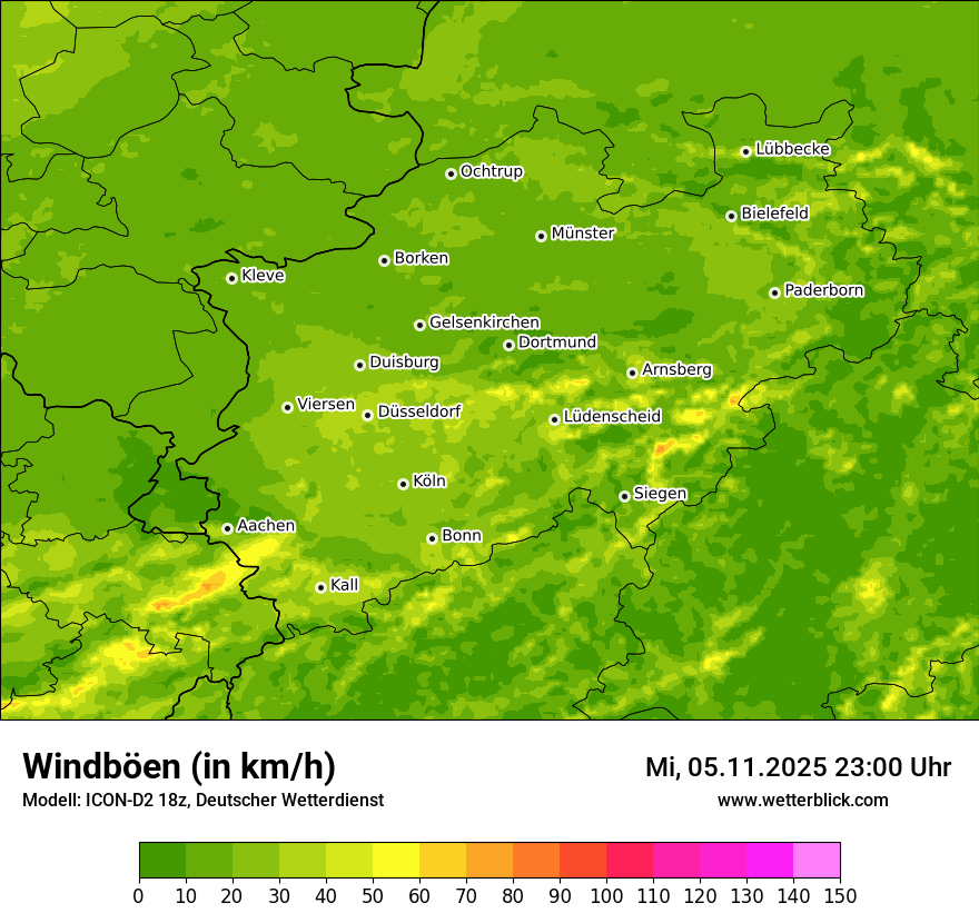 Modellkarten Windgeschwindigkeit