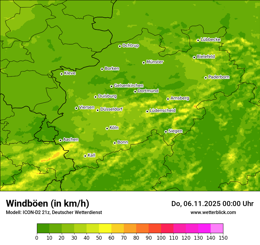 Modellkarten Windgeschwindigkeit