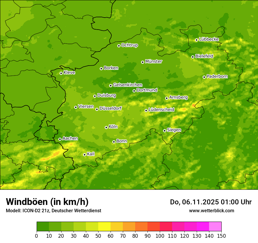 Modellkarten Windgeschwindigkeit
