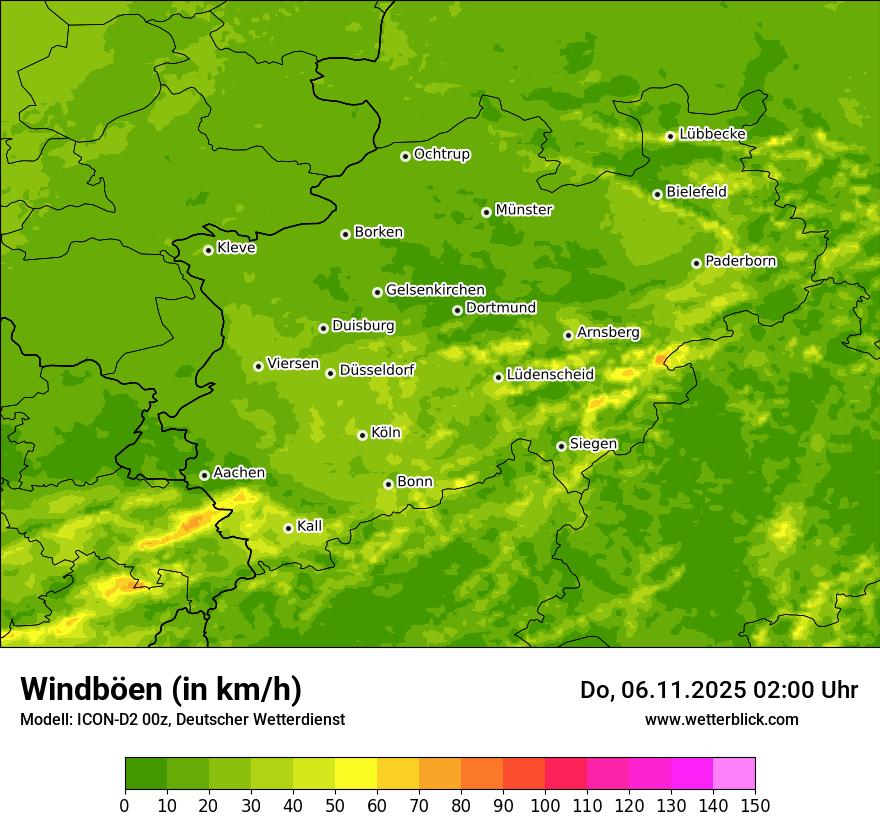 Modellkarten Windgeschwindigkeit