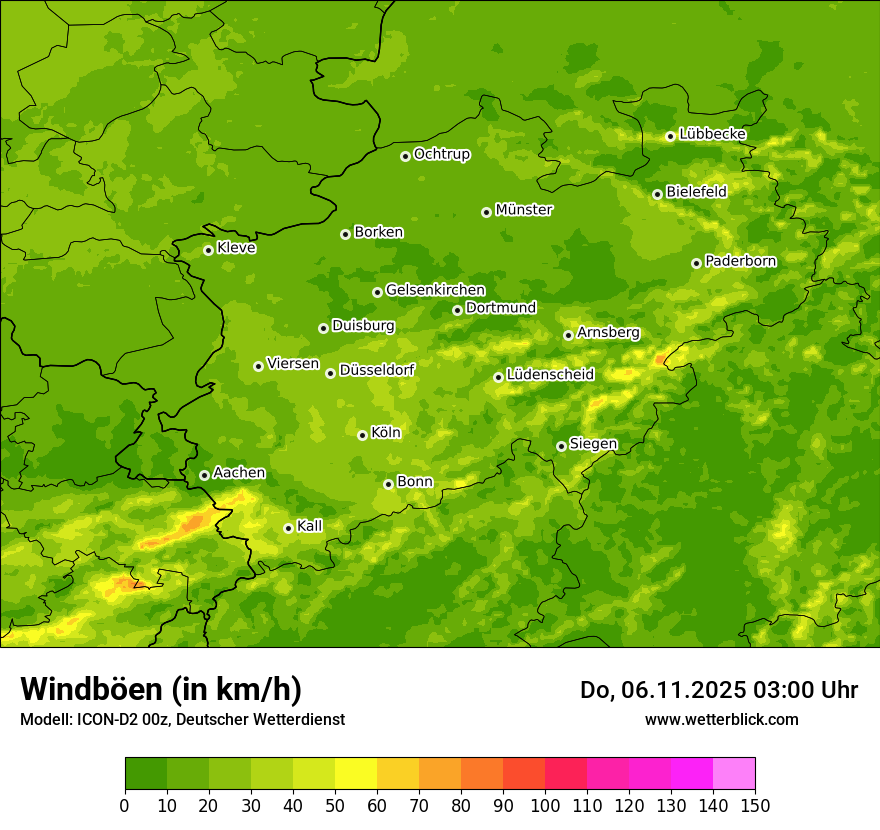 Modellkarten Windgeschwindigkeit