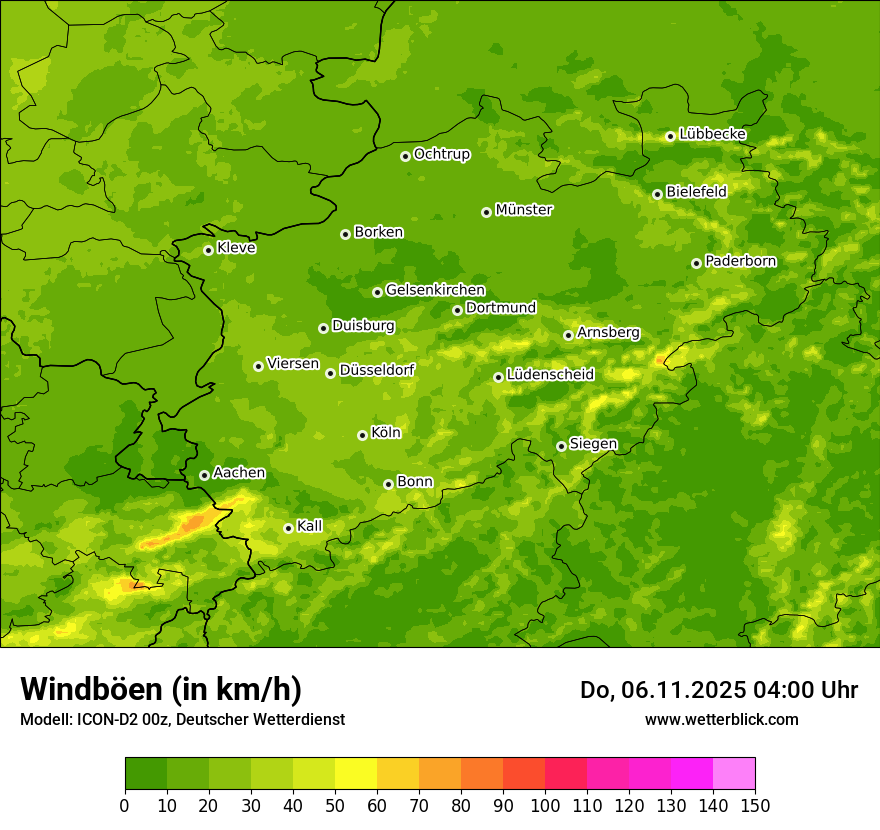 Modellkarten Windgeschwindigkeit