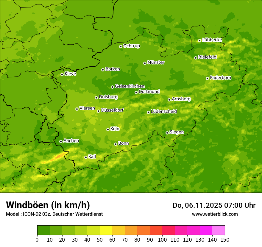 Modellkarten Windgeschwindigkeit