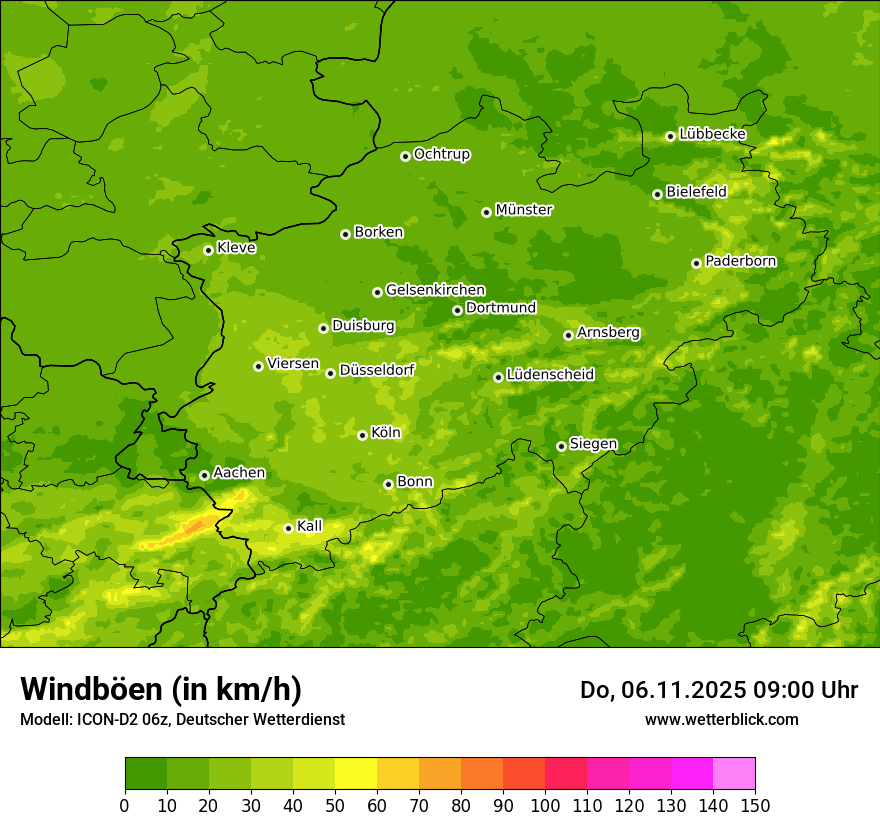 Modellkarten Windgeschwindigkeit