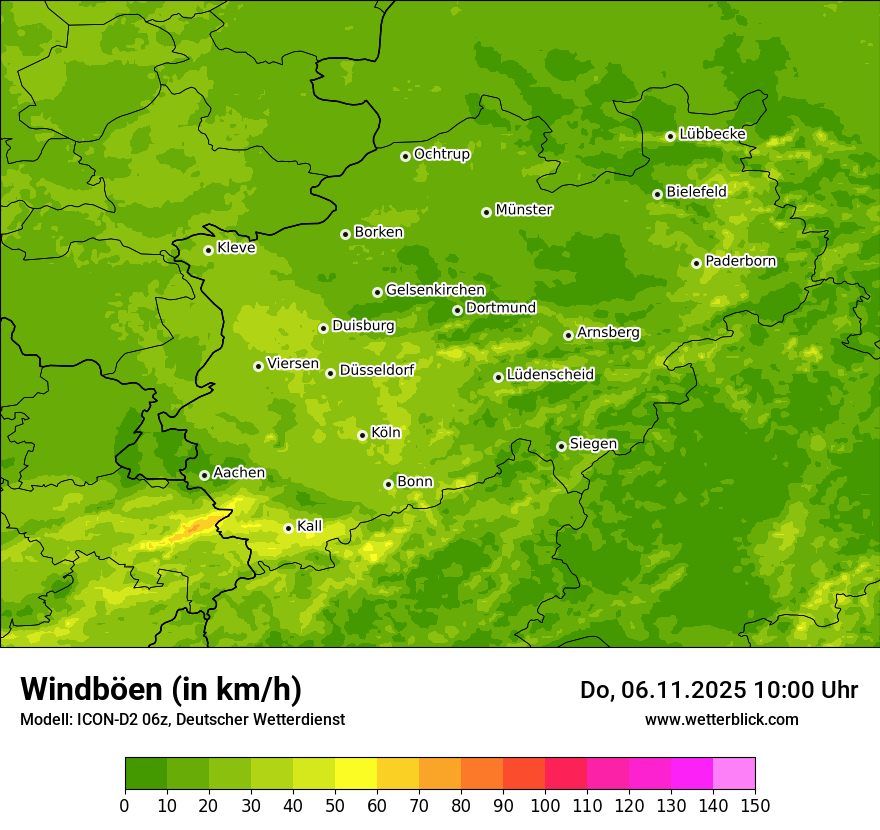 Modellkarten Windgeschwindigkeit