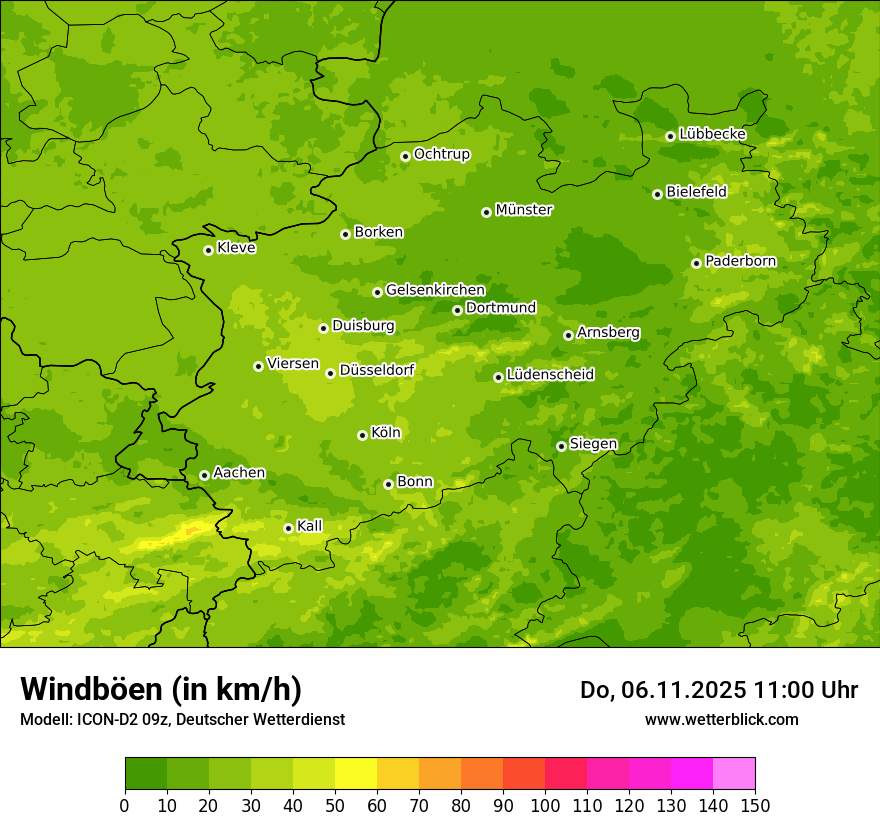 Modellkarten Windgeschwindigkeit
