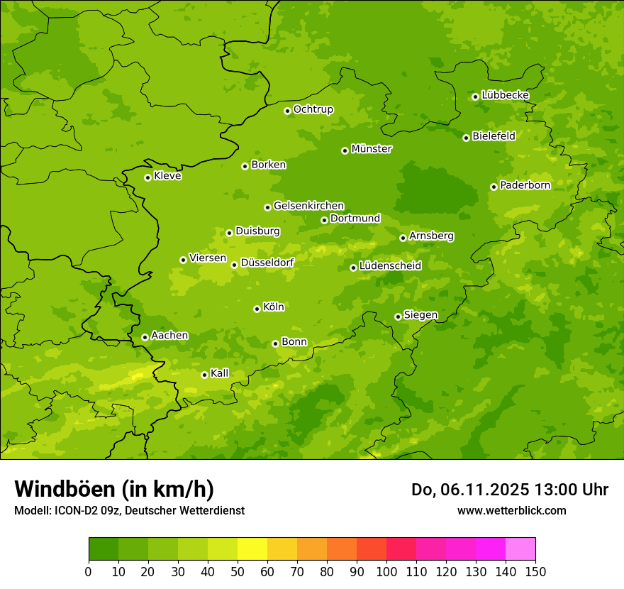 Modellkarten Windgeschwindigkeit