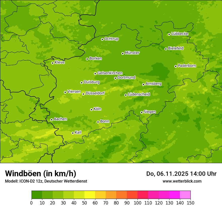 Modellkarten Windgeschwindigkeit