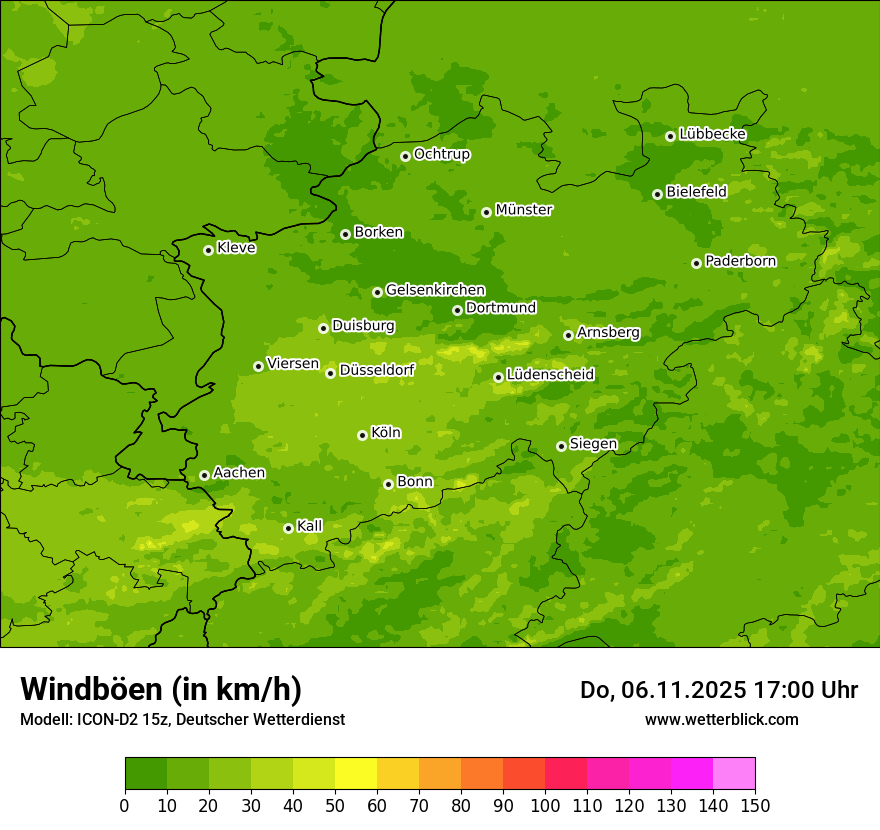 Modellkarten Windgeschwindigkeit